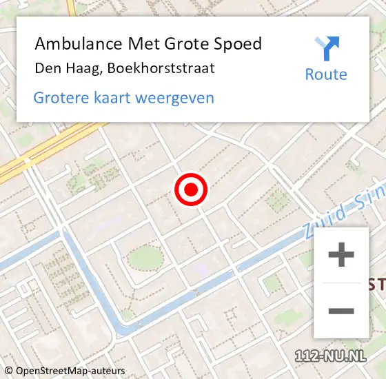 Locatie op kaart van de 112 melding: Ambulance Met Grote Spoed Naar Den Haag, Boekhorststraat op 26 juli 2024 15:35