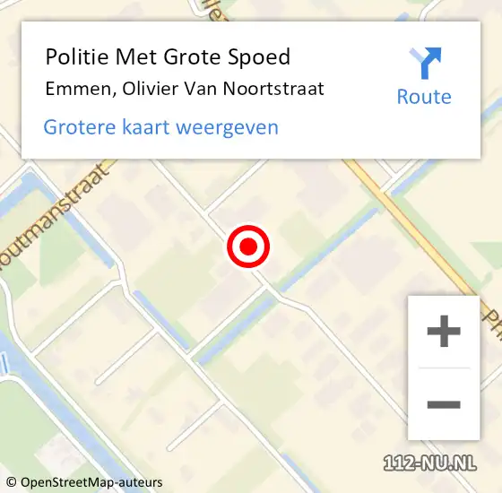 Locatie op kaart van de 112 melding: Politie Met Grote Spoed Naar Emmen, Olivier Van Noortstraat op 26 juli 2024 15:38