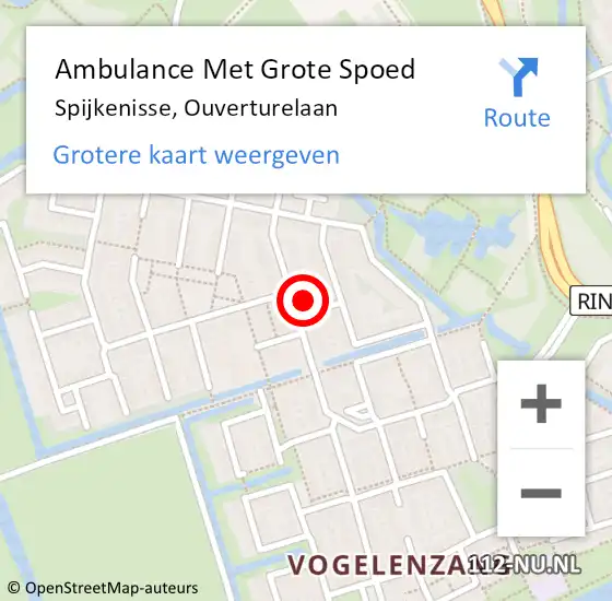 Locatie op kaart van de 112 melding: Ambulance Met Grote Spoed Naar Spijkenisse, Ouverturelaan op 26 juli 2024 15:42