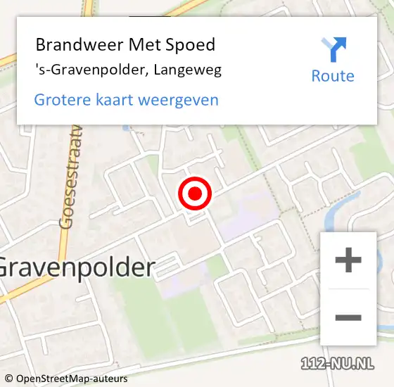 Locatie op kaart van de 112 melding: Brandweer Met Spoed Naar 's-Gravenpolder, Langeweg op 26 juli 2024 15:59