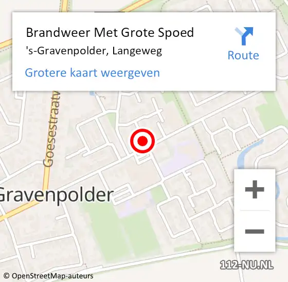 Locatie op kaart van de 112 melding: Brandweer Met Grote Spoed Naar 's-Gravenpolder, Langeweg op 26 juli 2024 16:00