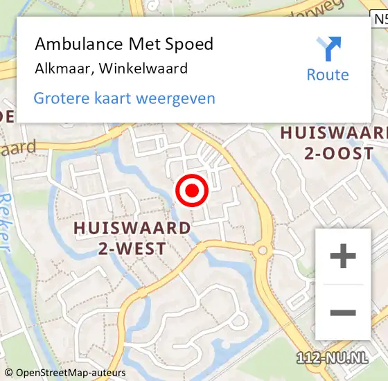 Locatie op kaart van de 112 melding: Ambulance Met Spoed Naar Alkmaar, Winkelwaard op 26 juli 2024 16:29