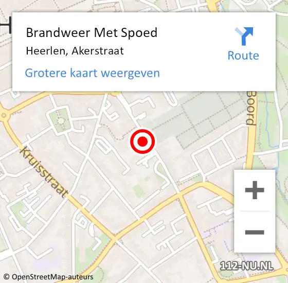 Locatie op kaart van de 112 melding: Brandweer Met Spoed Naar Heerlen, Akerstraat op 26 juli 2024 16:39