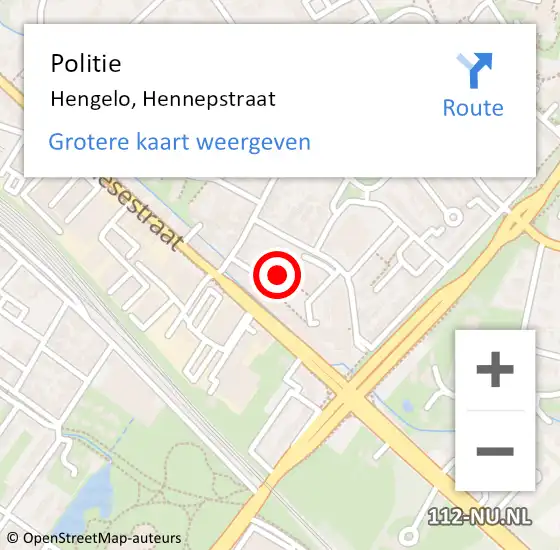 Locatie op kaart van de 112 melding: Politie Hengelo, Hennepstraat op 26 juli 2024 16:43