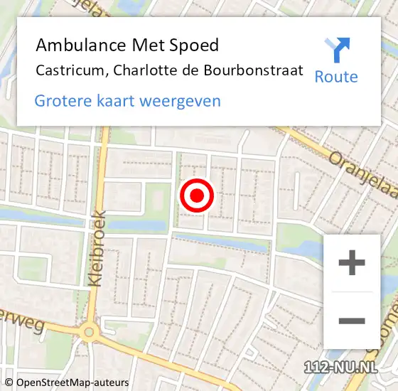 Locatie op kaart van de 112 melding: Ambulance Met Spoed Naar Castricum, Charlotte de Bourbonstraat op 26 juli 2024 16:45