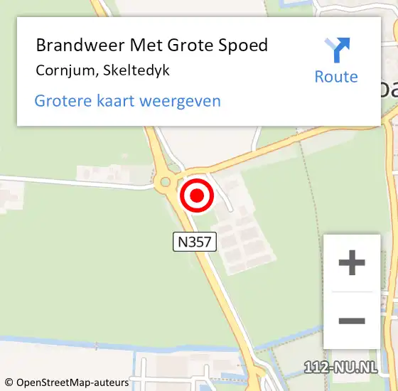 Locatie op kaart van de 112 melding: Brandweer Met Grote Spoed Naar Cornjum, Skeltedyk op 26 juli 2024 16:46