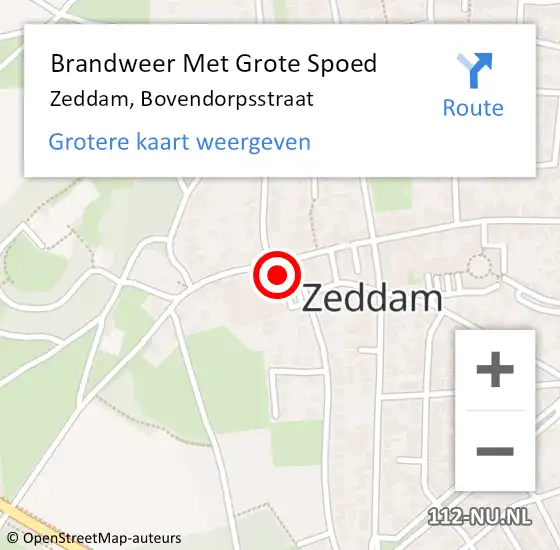 Locatie op kaart van de 112 melding: Brandweer Met Grote Spoed Naar Zeddam, Bovendorpsstraat op 26 juli 2024 16:52