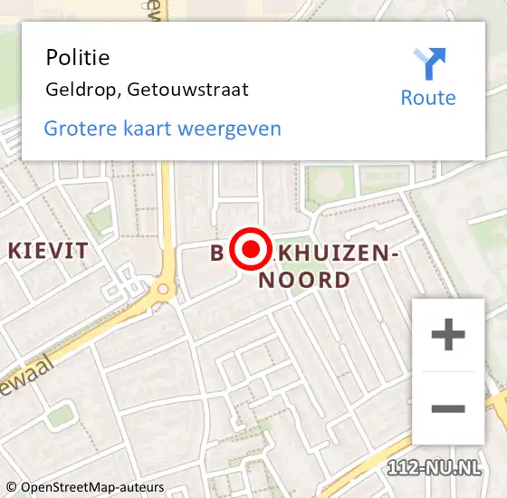 Locatie op kaart van de 112 melding: Politie Geldrop, Getouwstraat op 26 juli 2024 16:52