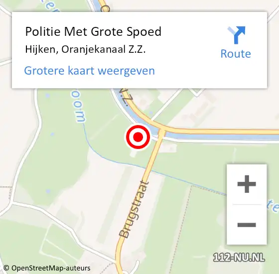 Locatie op kaart van de 112 melding: Politie Met Grote Spoed Naar Hijken, Oranjekanaal Z.Z. op 26 juli 2024 16:53