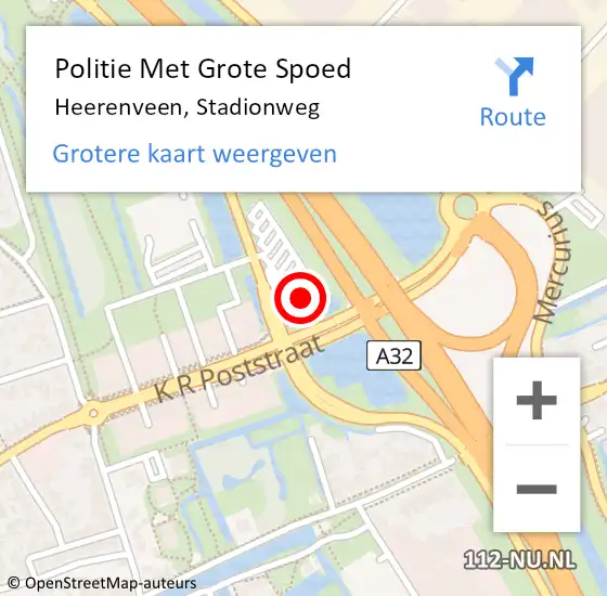 Locatie op kaart van de 112 melding: Politie Met Grote Spoed Naar Heerenveen, Stadionweg op 26 juli 2024 16:56