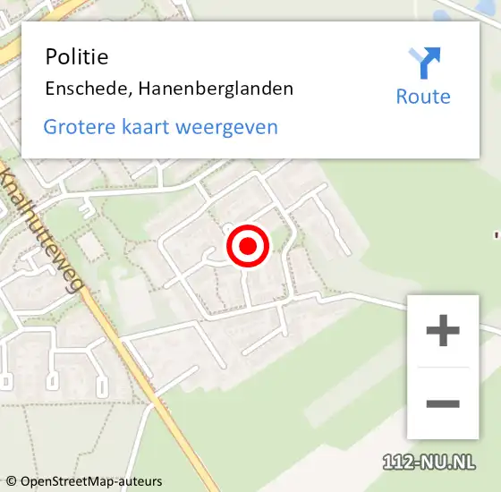 Locatie op kaart van de 112 melding: Politie Enschede, Hanenberglanden op 26 juli 2024 16:59