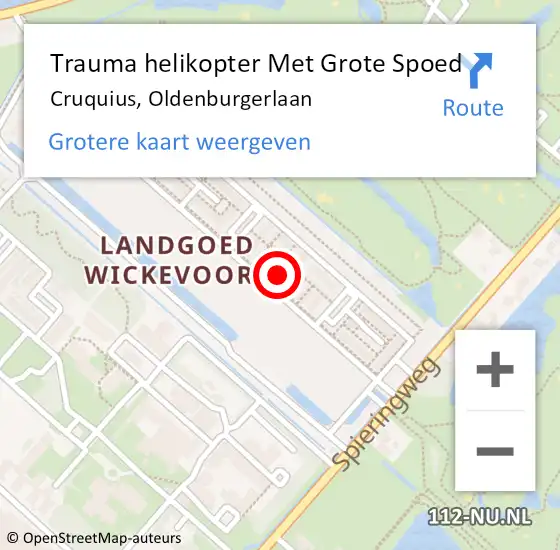 Locatie op kaart van de 112 melding: Trauma helikopter Met Grote Spoed Naar Cruquius, Oldenburgerlaan op 26 juli 2024 17:14