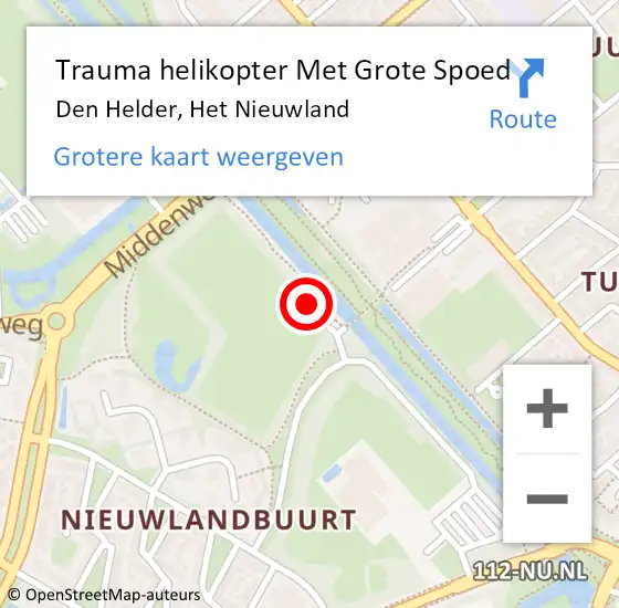 Locatie op kaart van de 112 melding: Trauma helikopter Met Grote Spoed Naar Den Helder, Het Nieuwland op 26 juli 2024 17:22