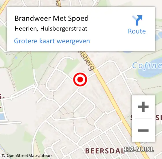 Locatie op kaart van de 112 melding: Brandweer Met Spoed Naar Heerlen, Huisbergerstraat op 26 juli 2024 17:25