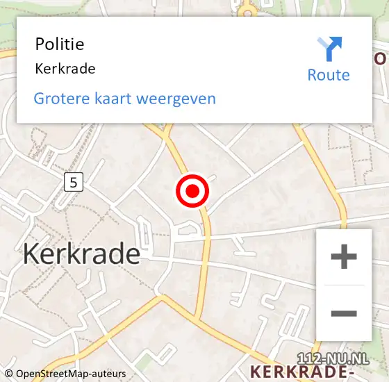 Locatie op kaart van de 112 melding: Politie Kerkrade op 26 juli 2024 17:30