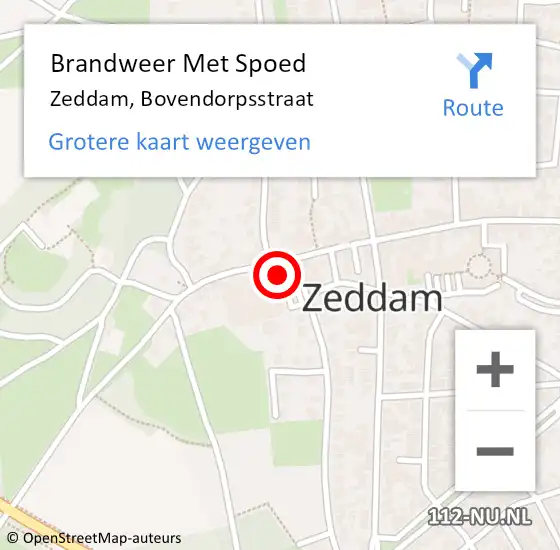 Locatie op kaart van de 112 melding: Brandweer Met Spoed Naar Zeddam, Bovendorpsstraat op 26 juli 2024 17:33