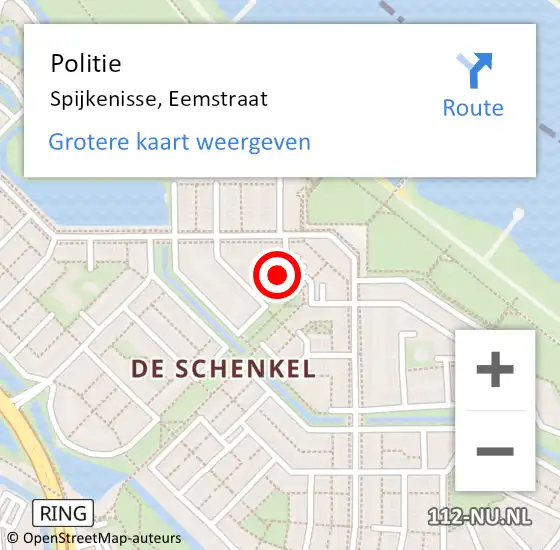 Locatie op kaart van de 112 melding: Politie Spijkenisse, Eemstraat op 26 juli 2024 17:44