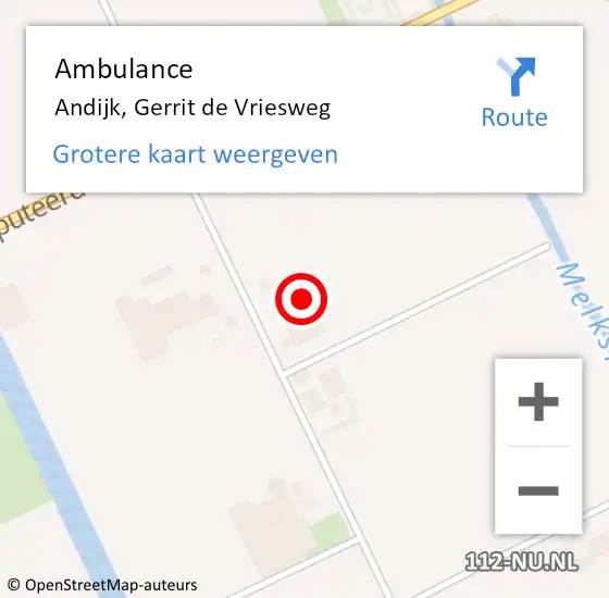 Locatie op kaart van de 112 melding: Ambulance Andijk, Gerrit de Vriesweg op 26 juli 2024 17:45