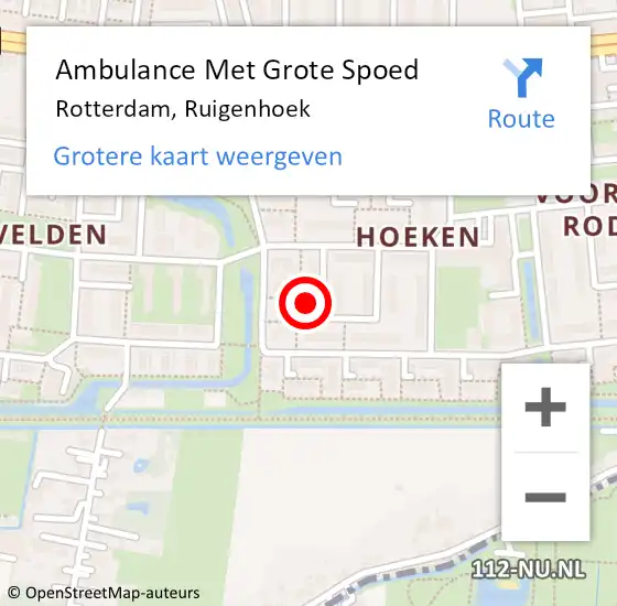 Locatie op kaart van de 112 melding: Ambulance Met Grote Spoed Naar Rotterdam, Ruigenhoek op 26 juli 2024 17:49