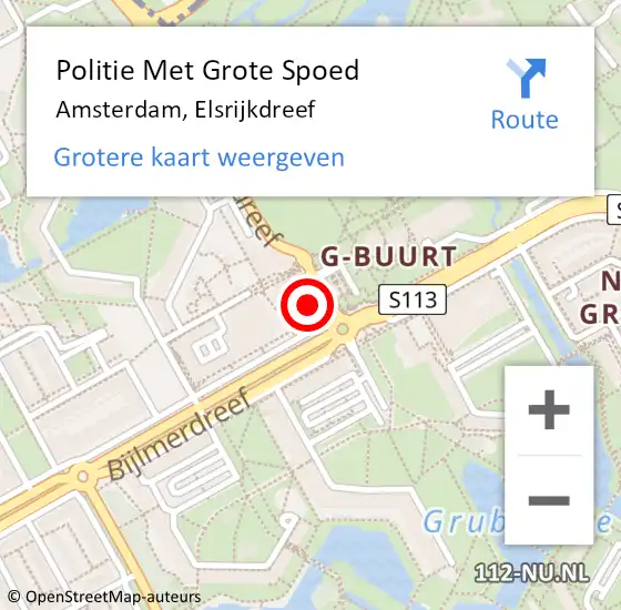 Locatie op kaart van de 112 melding: Politie Met Grote Spoed Naar Amsterdam, Elsrijkdreef op 26 juli 2024 17:51