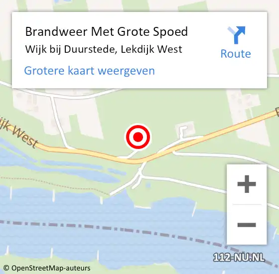 Locatie op kaart van de 112 melding: Brandweer Met Grote Spoed Naar Wijk bij Duurstede, Lekdijk West op 26 juli 2024 18:06