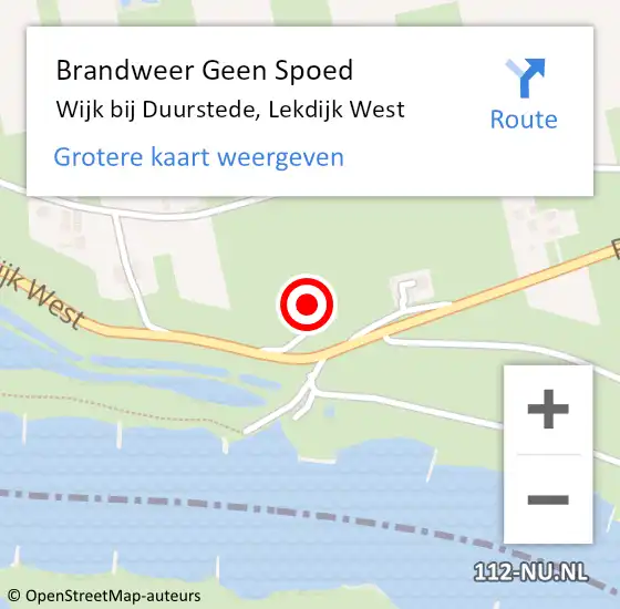 Locatie op kaart van de 112 melding: Brandweer Geen Spoed Naar Wijk bij Duurstede, Lekdijk West op 26 juli 2024 18:07