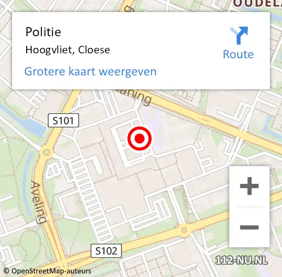 Locatie op kaart van de 112 melding: Politie Hoogvliet, Cloese op 26 juli 2024 18:20