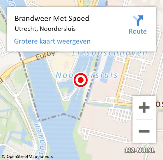 Locatie op kaart van de 112 melding: Brandweer Met Spoed Naar Utrecht, Noordersluis op 26 juli 2024 18:24