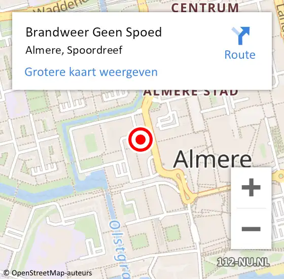 Locatie op kaart van de 112 melding: Brandweer Geen Spoed Naar Almere, Spoordreef op 26 juli 2024 18:24