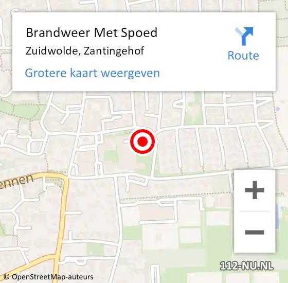 Locatie op kaart van de 112 melding: Brandweer Met Spoed Naar Zuidwolde, Zantingehof op 26 juli 2024 18:29