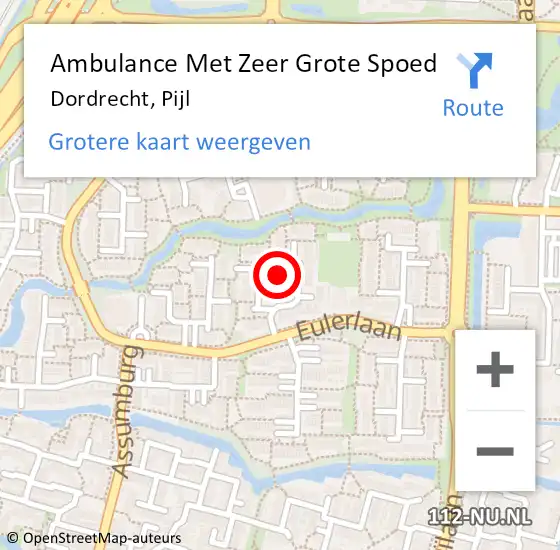 Locatie op kaart van de 112 melding: Ambulance Met Zeer Grote Spoed Naar Dordrecht, Pijl op 26 juli 2024 18:32