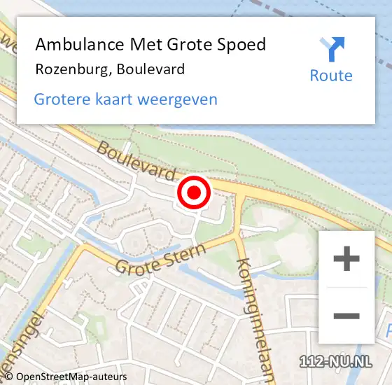 Locatie op kaart van de 112 melding: Ambulance Met Grote Spoed Naar Rozenburg, Boulevard op 26 juli 2024 18:49