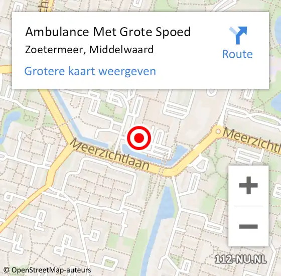 Locatie op kaart van de 112 melding: Ambulance Met Grote Spoed Naar Zoetermeer, Middelwaard op 26 juli 2024 18:58