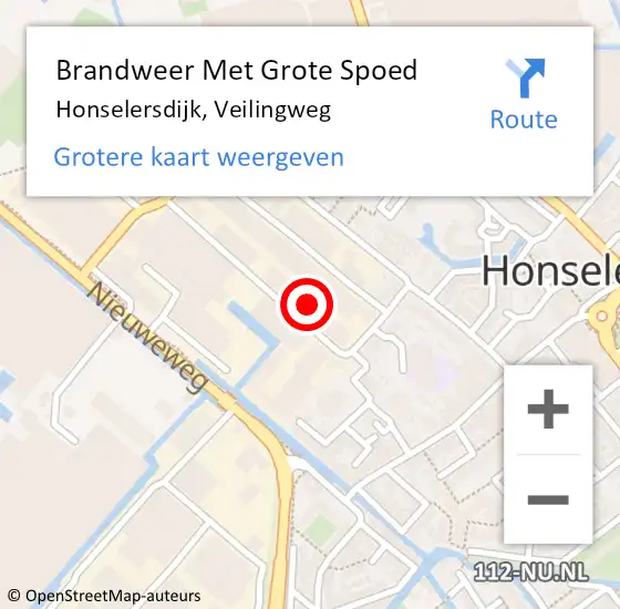 Locatie op kaart van de 112 melding: Brandweer Met Grote Spoed Naar Honselersdijk, Veilingweg op 26 juli 2024 19:02