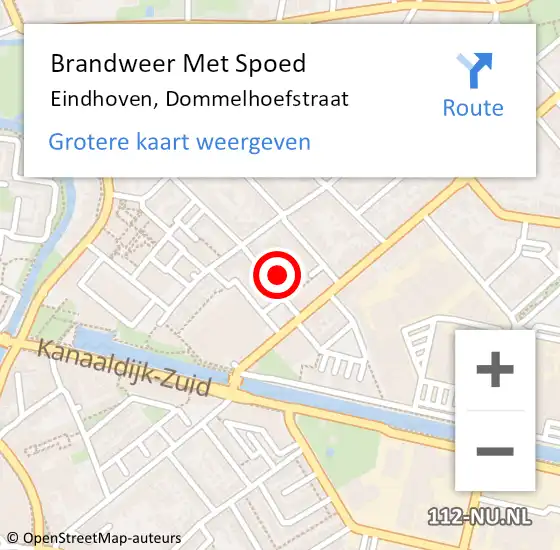 Locatie op kaart van de 112 melding: Brandweer Met Spoed Naar Eindhoven, Dommelhoefstraat op 26 juli 2024 19:16