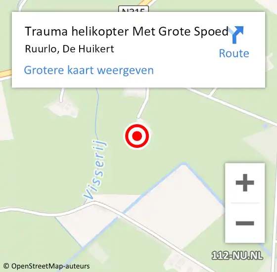 Locatie op kaart van de 112 melding: Trauma helikopter Met Grote Spoed Naar Ruurlo, De Huikert op 26 juli 2024 19:42