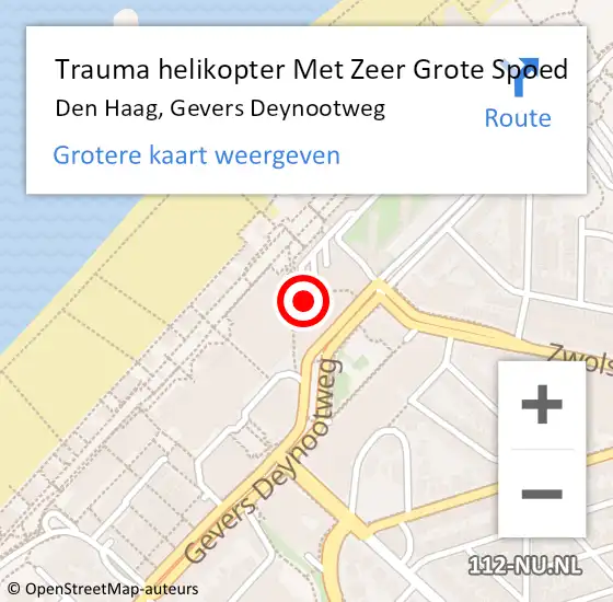 Locatie op kaart van de 112 melding: Trauma helikopter Met Zeer Grote Spoed Naar Den Haag, Gevers Deynootweg op 26 juli 2024 19:49