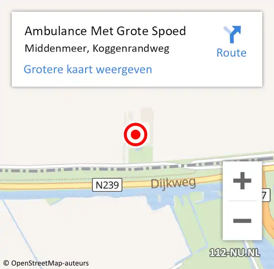 Locatie op kaart van de 112 melding: Ambulance Met Grote Spoed Naar Middenmeer, Koggenrandweg op 26 juli 2024 19:54