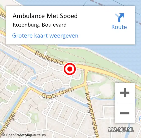 Locatie op kaart van de 112 melding: Ambulance Met Spoed Naar Rozenburg, Boulevard op 26 juli 2024 19:57