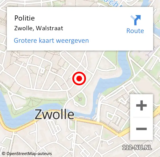 Locatie op kaart van de 112 melding: Politie Zwolle, Walstraat op 26 juli 2024 20:01