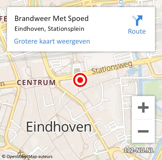 Locatie op kaart van de 112 melding: Brandweer Met Spoed Naar Eindhoven, Stationsplein op 26 juli 2024 20:06