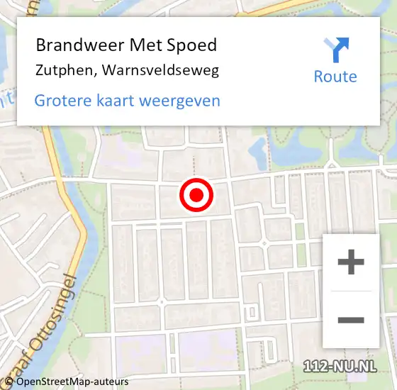 Locatie op kaart van de 112 melding: Brandweer Met Spoed Naar Zutphen, Warnsveldseweg op 26 juli 2024 20:13