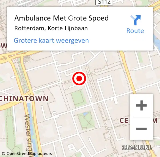 Locatie op kaart van de 112 melding: Ambulance Met Grote Spoed Naar Rotterdam, Korte Lijnbaan op 26 juli 2024 20:19