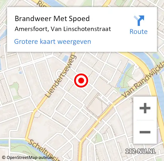 Locatie op kaart van de 112 melding: Brandweer Met Spoed Naar Amersfoort, Van Linschotenstraat op 26 juli 2024 20:21