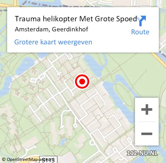 Locatie op kaart van de 112 melding: Trauma helikopter Met Grote Spoed Naar Amsterdam, Geerdinkhof op 26 juli 2024 20:26