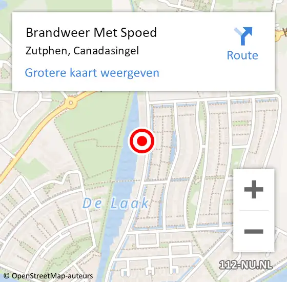 Locatie op kaart van de 112 melding: Brandweer Met Spoed Naar Zutphen, Canadasingel op 26 juli 2024 20:30