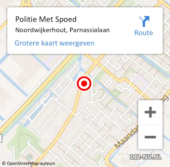 Locatie op kaart van de 112 melding: Politie Met Spoed Naar Noordwijkerhout, Parnassialaan op 26 juli 2024 20:33