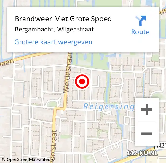 Locatie op kaart van de 112 melding: Brandweer Met Grote Spoed Naar Bergambacht, Wilgenstraat op 26 juli 2024 20:41