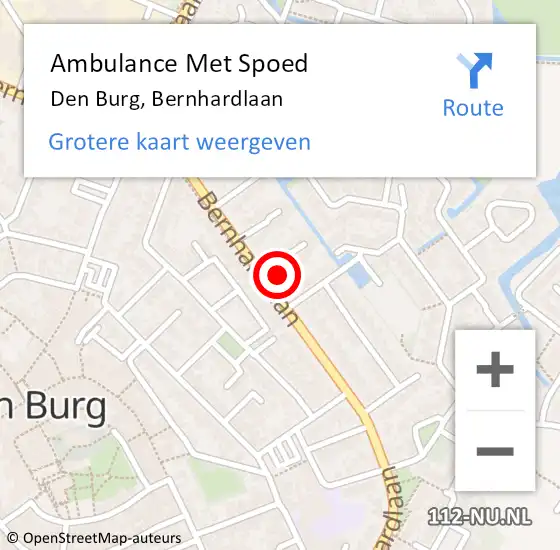 Locatie op kaart van de 112 melding: Ambulance Met Spoed Naar Den Burg, Bernhardlaan op 26 juli 2024 20:48