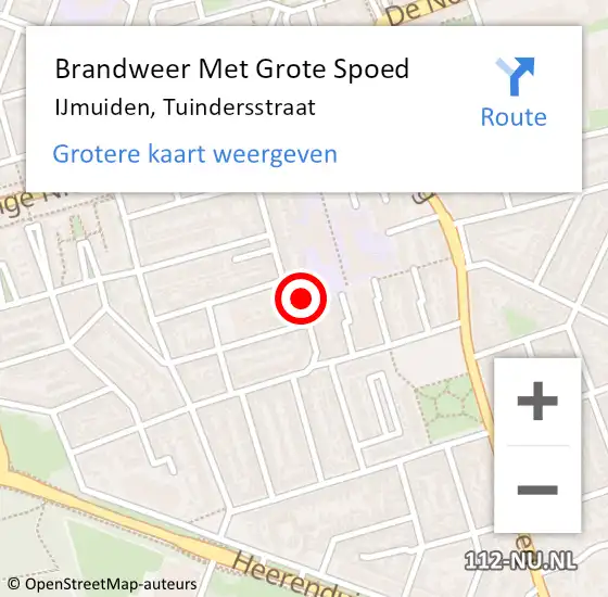 Locatie op kaart van de 112 melding: Brandweer Met Grote Spoed Naar IJmuiden, Tuindersstraat op 26 juli 2024 21:31